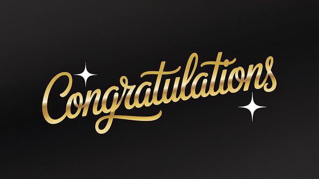 Congratulations text with shiny gold letters