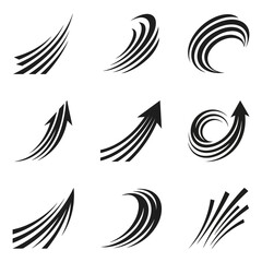 Fototapeta premium Abstract motion lines and dynamic arrow vector elements.