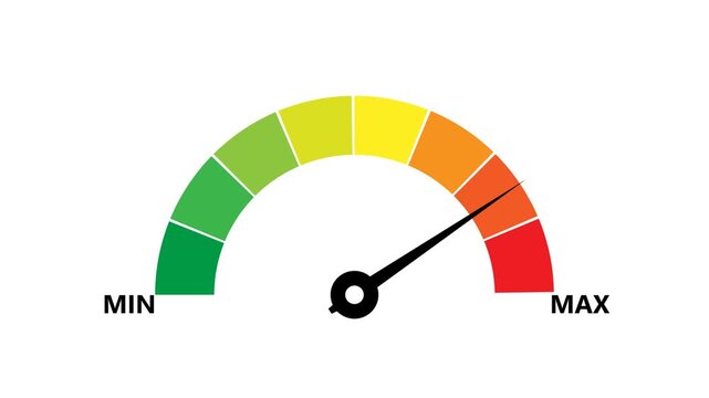 Colorful Speedometer Gauge Showing Minimum Level on White Background