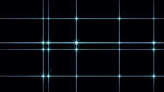 A seamless loop of glowing pink laser lines intersecting in a quantum wave lattice. Shifting magenta energy streams ignite bright starbursts and micro-particles on a dark background. Ideal for tech pr