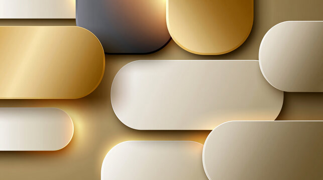 Spectacular and vivid representation of sophisticated commercial artwork with overlapping rounded rectangles, ivory gradients, champagne highlights, refined advertising banner, no watermark