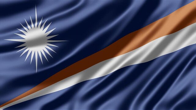 Marshall islands flag waving gracefully in the wind creating a stunning digital animation motion clip for high quality professional projects