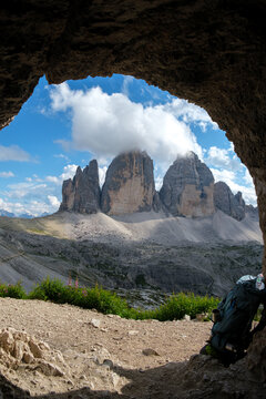 Dolomites mountain landscape scenic view in Italy, beautiful European Alps peak nature and travel destination concept