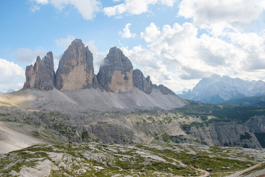 Dolomites mountain landscape scenic view in Italy, beautiful European Alps peak nature and travel destination concept