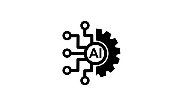 Artificial intelligence settings symbol artificial intelligence icon. Gear icon with digital connections and nodes technology network animation 4k