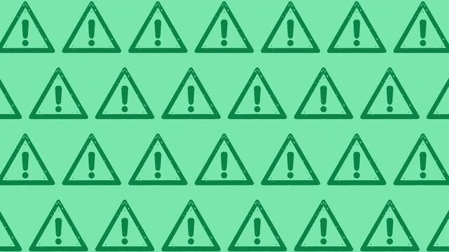Vibrant electric mint warning pattern creates a seamless loop background.