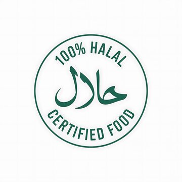 Green circular 100 percent halal food logo