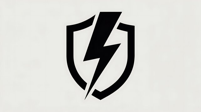 Black shield icon with lightning bolt sign