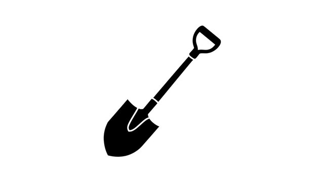 Black shovel icon for gardening and construction