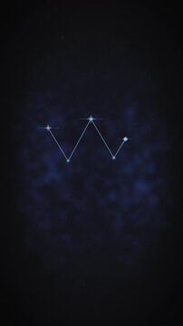 Cassiopeia Constellation Forming in Deep Space 4K Animation Vertical