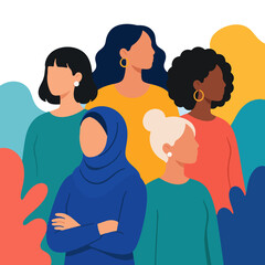 Fototapeta premium Multicultural Women Diversity and Inclusion Community Vector Illustration