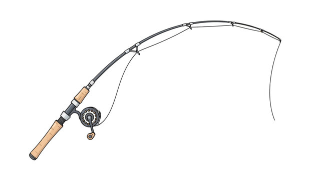 Illustration of a fishing rod with line and reel.