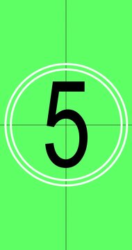 Film counter clock black and white greenbox vertical. Good as overlay of film material 9:16 video movie. Intro for any material. 10, 9, 8... Intro good for films, programs or any television form. 
