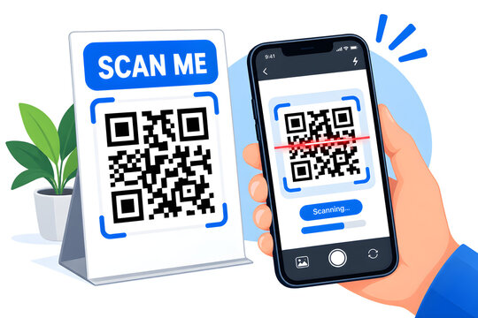 QR Code Scanning with Smartphone for Digital Payment and Contactless Technology. 
