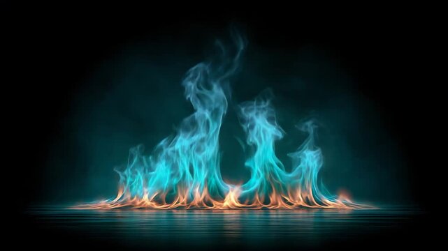 Teal Vaporwave Flames Atmospheric Abstract Background