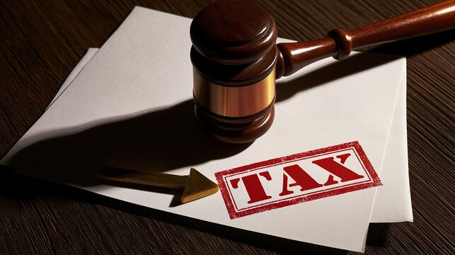 Tax Stamp Gavel and Arrow Business Concept