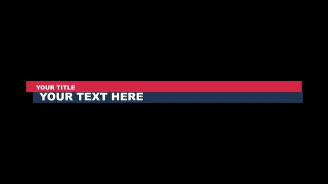 Modern Broadcast Style Lower Third Animation with Red and Blue Graphic Bars and Editable Text for Video Content.