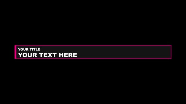 Modern Neon Pink Lower Third Graphic Animation Featuring Editable Text Placeholders on a Black Background