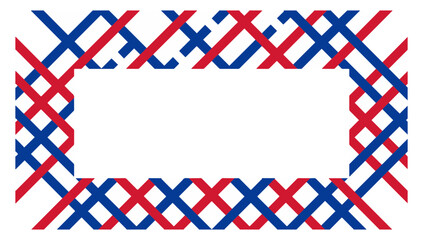 Obraz premium Interwoven red and blue ribbon border vector graphic design forming a rectangular frame for creative projects