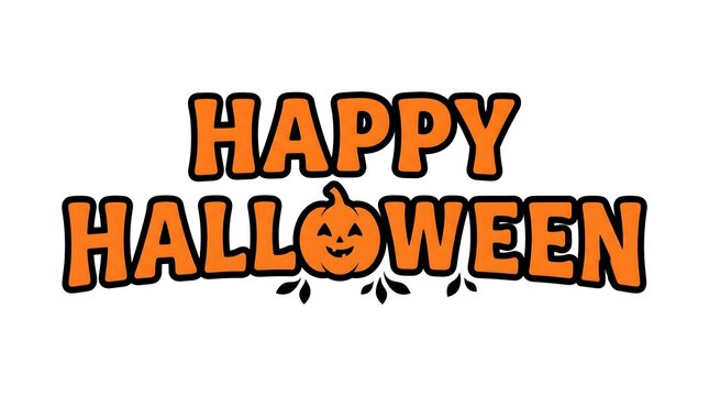 Happy Halloween Bold Typography with Pumpkin Face Letter O Design