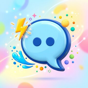 Smiley speech bubble with colorful water splashes
