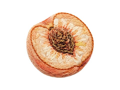 Sliced peach with pit exposed, showing fresh fruit cross-section