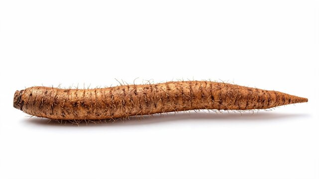 Whole Burdock root isolated on white background