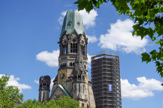 Berlin, Germany, June 8th 2026: A striking monument to peace: Berlin&rsquo;s Ged&auml;chtniskirche, Kaiser Wilhelm Memorial Church, preserves the scars of World War II as a timeless reminder of resilience.