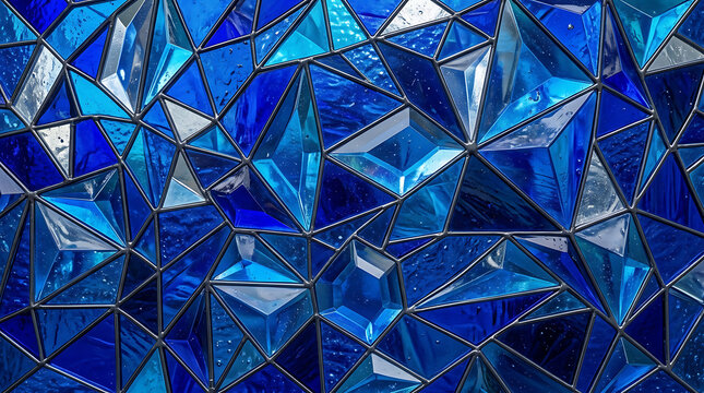 Geometric Blue Glass Panels Forming Modern Abstract Pattern Design transparent background