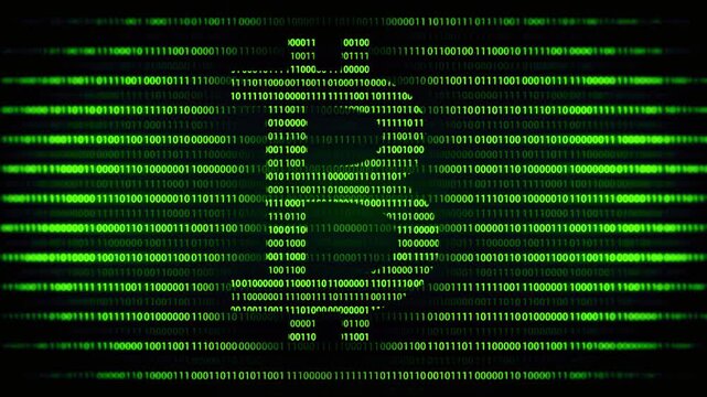 Bitcoin symbol formed by glowing green binary code matrix, digital currency mining, blockchain technology, network security, internet finance, cyber data streaming
