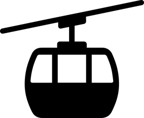 Cable Car Gondola Vector Icon Silhouette - Mountain Aerial Tramway Ski Resort Transport © Berk