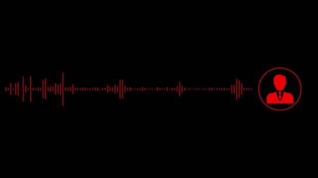Virtual male character interview voice animation voice recording and podcast mic microphone button icon animation video.
