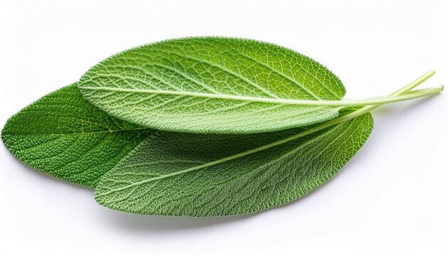 sage herb top view composition isolated on white background