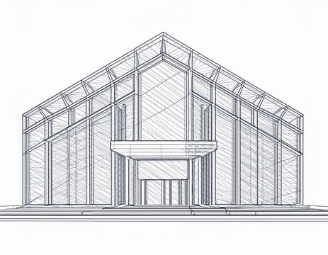 3d wireframe of building sketch design vector