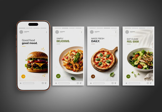 Food Social Media Story with Smartphone Mockup