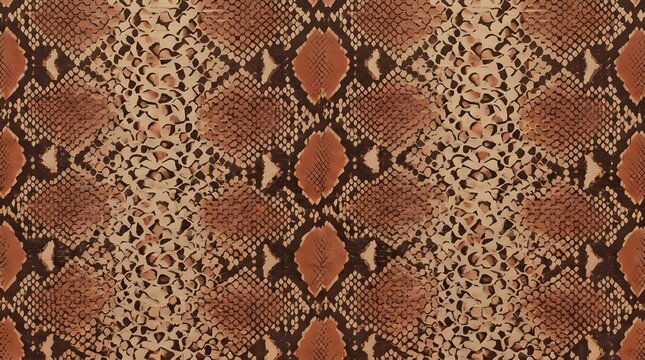 brown snake skin pattern seamless background texture with natural animal python scales for fashion design and luxury textile prints