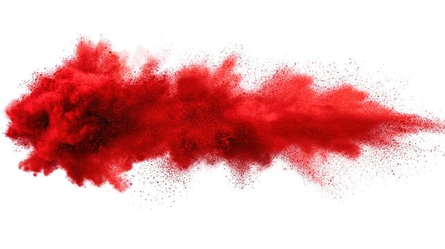 flash. Red powder explodes dynamically mid-air, frozen in motion against a clean white backdrop for striking contrast. tutorial guides.