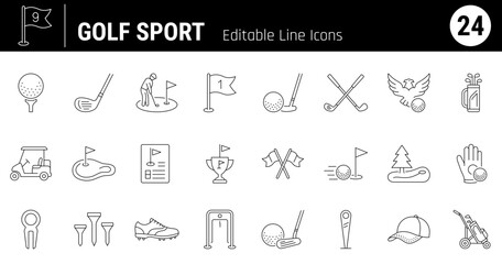 Fototapeta premium Golf Icon. Golf Sport Editable Line Icon Set