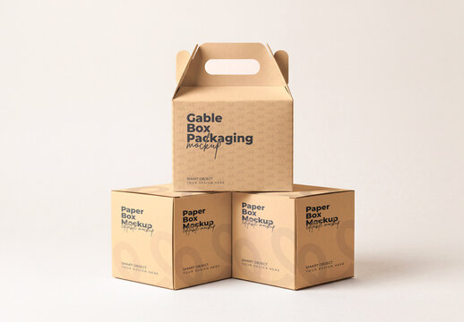 Gable Box Packaging PSD Mockup