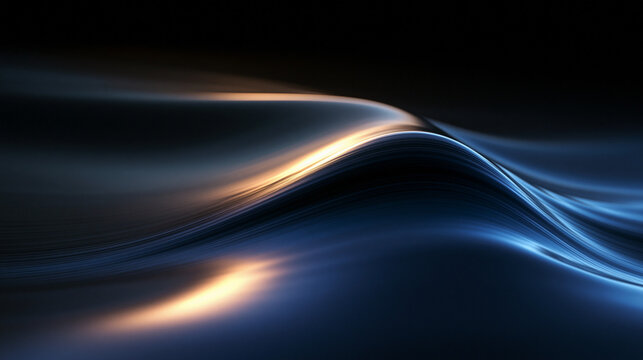 Abstract Metallic Wave Background with Blue and Gold Glow