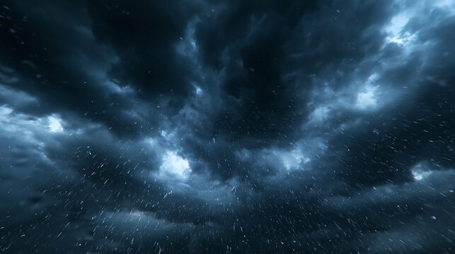 Heavy Rain Falling from Dark Dramatic Storm Clouds