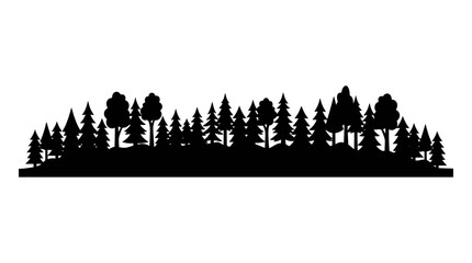 Cad tree line Silhouette of coniferous forest trees, landscape element, nature vector illustration. Minimalist black pine woodland contour on white background. Graphic design resource. Vector © MstShopna