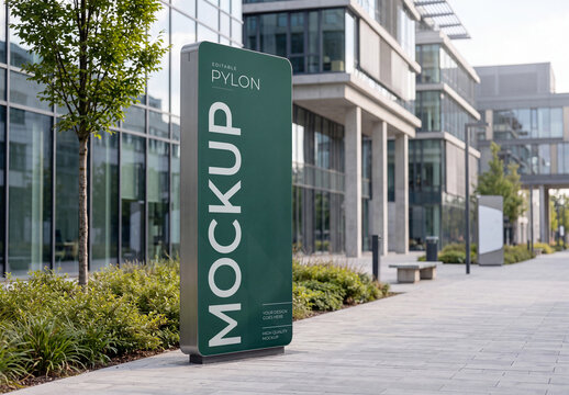 Outdoor Pylon Signage Mockup