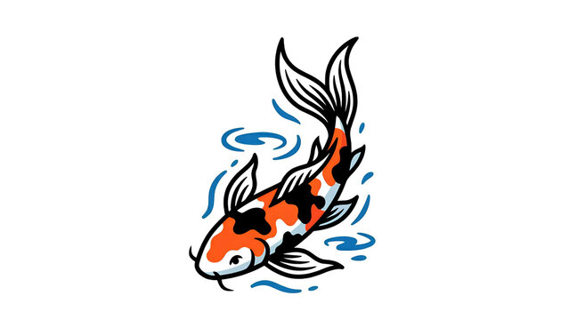 Japanese koi fish swimming in water vector illustration isolated on white background