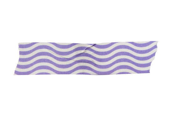 Ripped torn striped purple adhesive tape on transparent background, washi tape design element