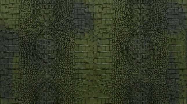 dark green crocodile skin pattern background with scaly texture and exotic reptile leather motif for luxury fashion design and interior decoration