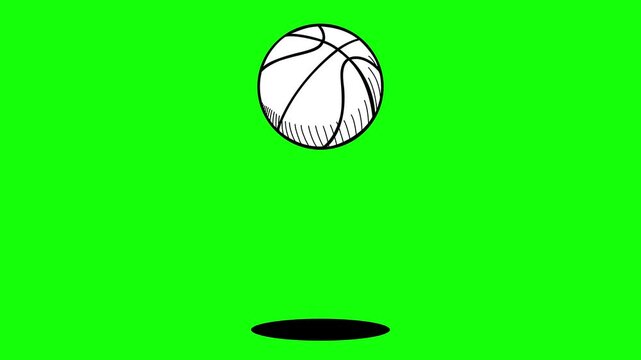 Animated basketball bouncing on green screen, seamless loop sports motion graphic