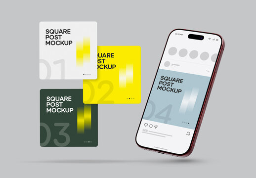 Phone Screen Social Media Square Banner Mockup