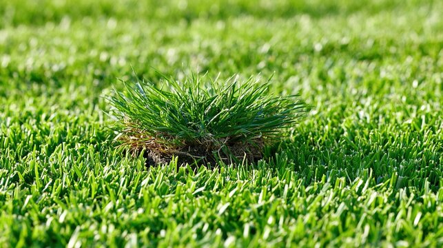 flaw. A small patch of missing grass in a perfect green lawn. travel magazines, destination branding, designed for travel destination branding, drives exploration.