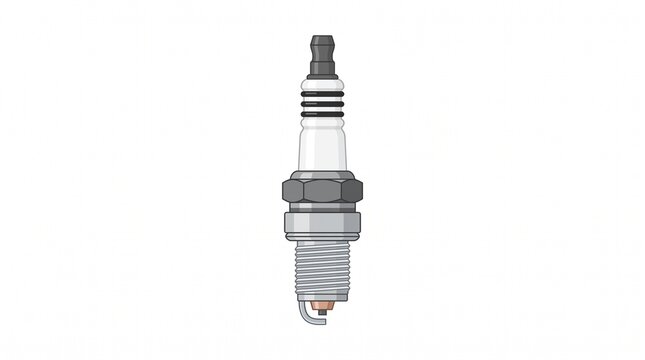 Vintage Automotive Spark Plug for Car Engine Maintenance and Mechanical Hobby Projects, Flat Vector Illustration on White